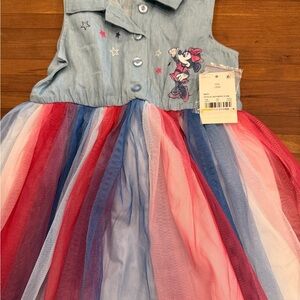 Disney Minnie Mouse Denim Dress with Red and Pink Tulle